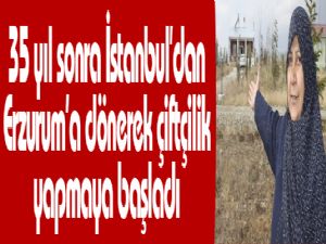 35 yıl sonra İstanbul'dan Erzurum'a dönerek çiftçilik yapmaya başladı