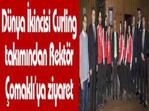 Dünya İkincisi Curling takımından Rektör Çomaklıya ziyaret