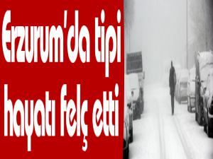 Erzurumda tipi hayatı felç etti