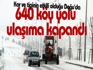 Kar ve tipinin etkili olduğu Doğuda 640 köy yolu ulaşıma kapandı