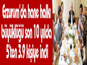 Erzurumda hane halkı büyüklüğü son 10 yılda 5ten 3.9 kişiye indi