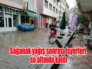 Erzurumda sağanak yağış sonrası iş yerleri su altında kaldı