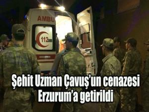 Şehit Uzman Çavuş Korkutun cenazesi Erzurum Adli Tıp Kurumuna getirildi