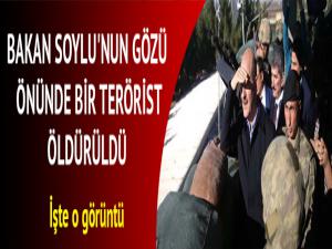 İçişleri Bakanı Soylunun Suriye sınırındaki incelemesi sırasında bir terörist öldürüldü
