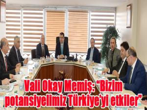 Vali Okay Memiş: Bizim potansiyelimiz Türkiyeyi etkiler