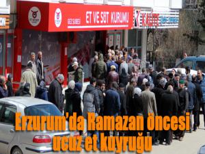 Erzurumda Ramazan öncesi ucuz et kuyruğu