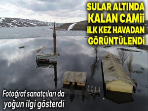 Kars'ta sular altında kalan cami ilk kez havadan görüntülendi