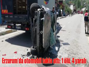 Erzurumda otomobil takla attı: 1 ölü, 4 yaralı