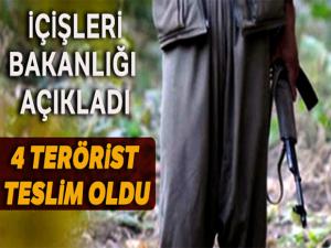 İçişleri Bakanlığı açıkladı : 4 terörist teslim oldu