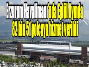 Erzurum Havalimanında Eylül Ayında 82 bin 51 yolcuya hizmet verildi