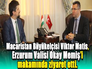 Macaristan Büyükelçisi Viktor Matis, Erzurum Valisi Okay Memişi makamında ziyaret etti.