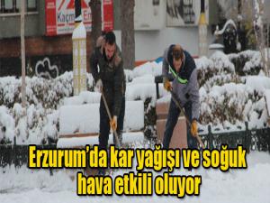 Erzurumda kar yağışı ve soğuk hava etkili oluyor
