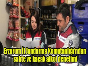 Erzurum İl Jandarma Komutanlığından sahte ve kaçak alkol denetimi