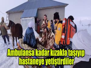 Ambulansa kadar kızakla taşıyıp hastaneye yetiştirdiler