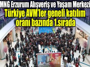 MNG Erzurum Alışveriş ve Yaşam Merkezi Türkiye AVMler geneli katılım oranı bazında 1.sırada