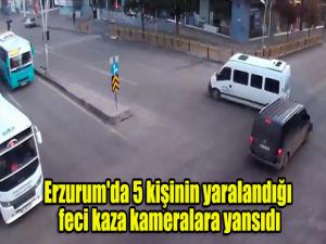 Erzurum'da 5 kişinin yaralandığı feci kaza kameralara yansıdı