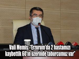 Vali Memiş: Erzurum'da 2 hastamızı kaybettik 60'ın üzerinde taburcumuz var