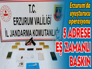 Erzurumda 5 adrese eş zamanlı uyuşturucu operasyonu