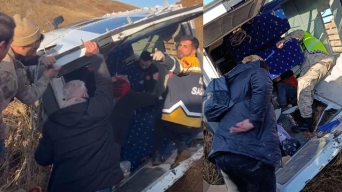 Öğretmenleri taşıyan minibüs devrildi: 7 yaralı