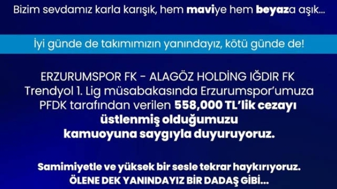 Küçükoğlu: 558 bin TL’lik cezayı üstleniyoruz