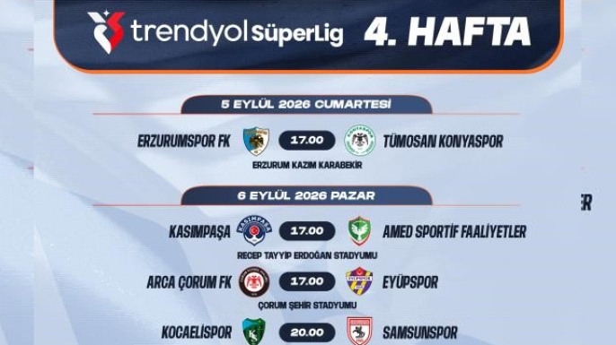 Süper Lig'de 4. haftanın programı açıklandı