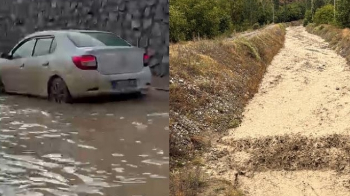 Uzundere'de şiddetli yağış ve dolu felakete yol açtı